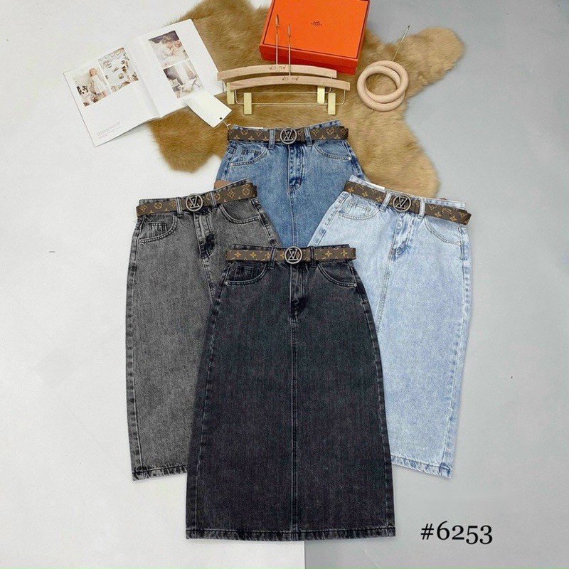 Chân váy jean sẻ sau kèm đai | BigBuy360 - bigbuy360.vn