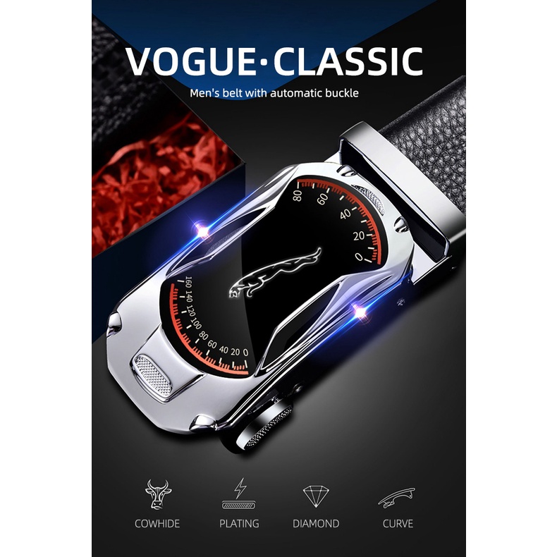 SmileFairyCC【COD &amp; Hàng Có Sẵn】Thắt Lưng Da Màu Đen Khóa Tự Động Phong Cách Thể Thao Chất Lượng Cao Cho Nam