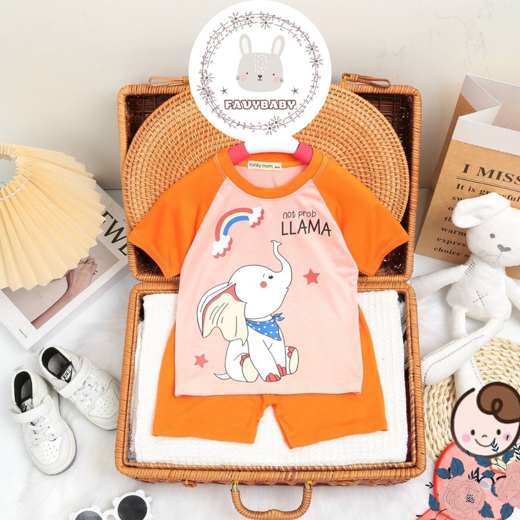 Đồ Bộ MINKY MOM Chính Hãng Bé Trai Bé Gái Cộc Tay Thun Lạnh Hình Voi Phi Hành Gia Gấu Pooh Sư Tử Khủng Long - Favybaby