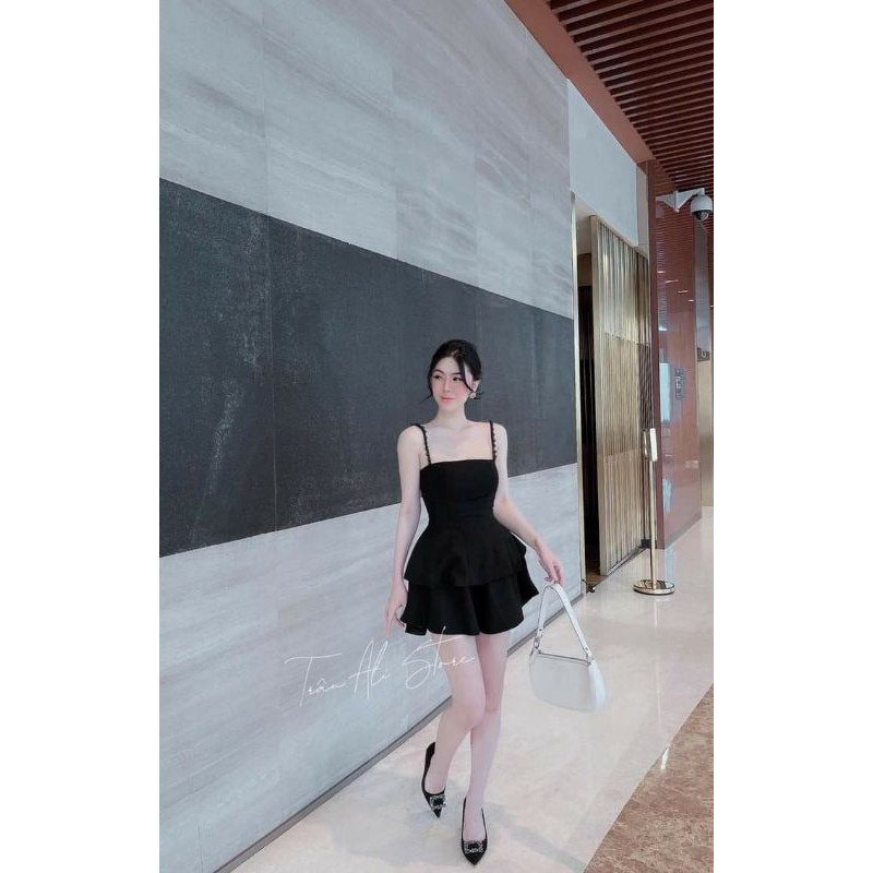 sét áo peplum 2 dây kết ngọc quần giả váy