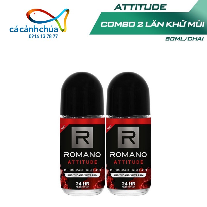 Combo 2 lăn khử mùi Romano kháng khuẩn & khô thoáng cả ngày 50ml - Hàng công ty