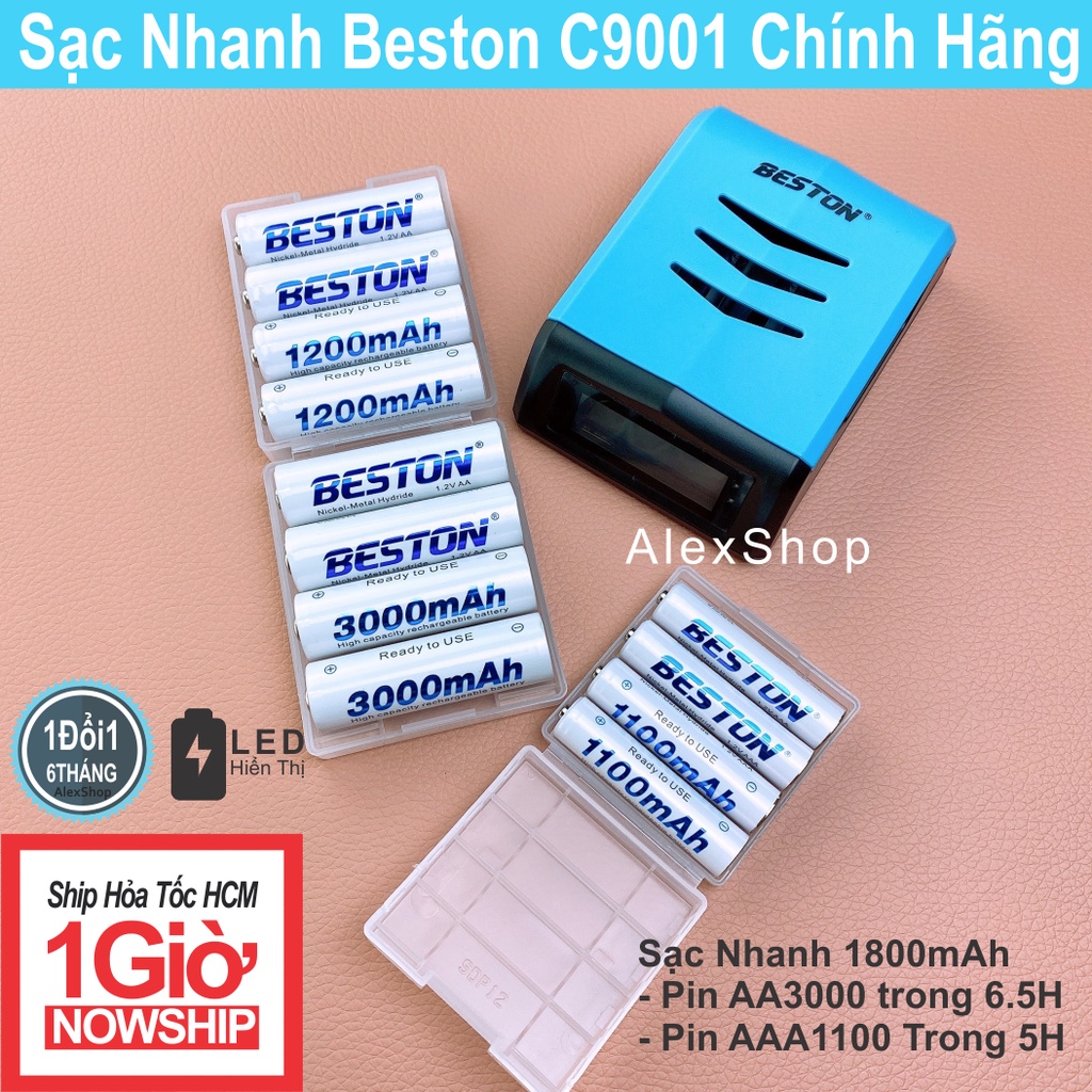 💥Xả Lỗ💥Bộ 4 Pin Sạc BESTON AA/AAA 3300/3000/1200/1300/1100 Pin Sạc Hoặc Kèm Sạc C9001