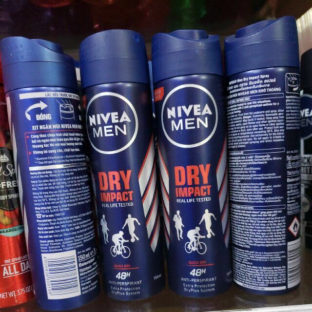 Xịt ngăn mùi NIVEA Men Dry Impact 150ml khô thoáng suốt 24h