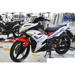 Tem trùm exciter 150 trắng đỏ xanh mẫu mới, độ team trùm decal xe máy ex dán đời 2015-2020