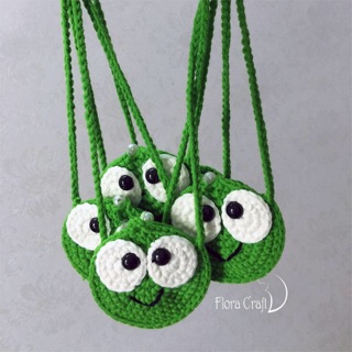 Túi đựng tỏi hình ếch xanh bằng len móc cho bé