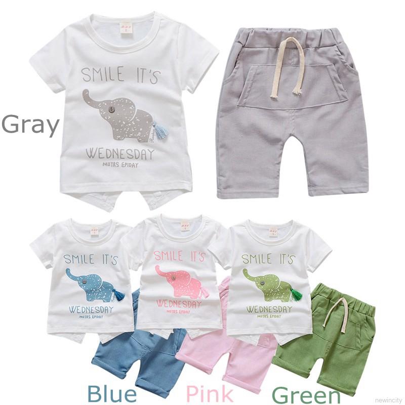 Set áo thun tay ngắn &amp; quần short cho bé trai &amp; gái