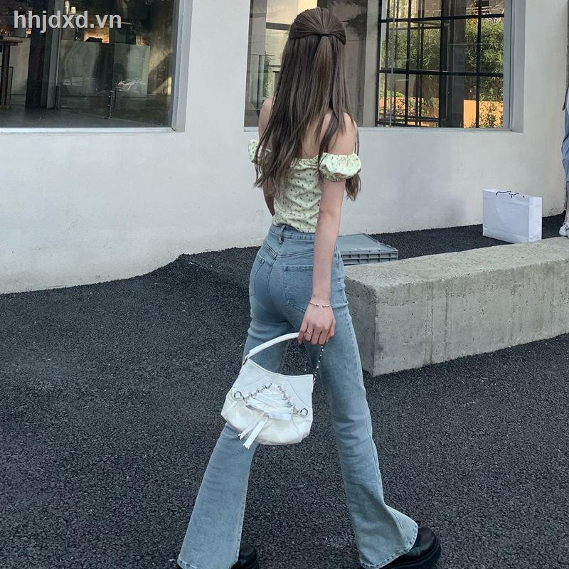 Quần jean lưng cao ống loe màu sắc tươi sáng mẫu mới thời trang mùa hè dành cho nữ