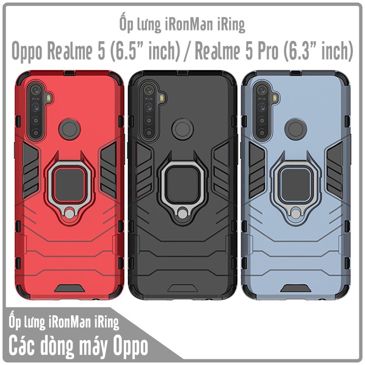 Ốp lưng iRON - MAN IRING Nhựa PC cứng viền dẻo cho các dòng Oppo Realme 5 / Realme 5 Pro / A9 2020 / A5 2020 / A11X / A5