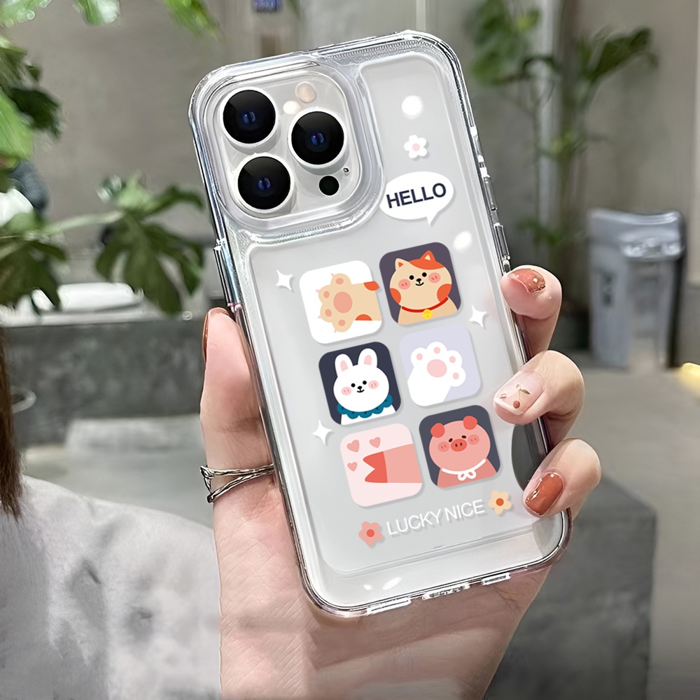 Ốp Điện Thoại Trong Suốt Hình Gấu Thỏ Cho iphone 14 Pro Max Plus 13 11 12 7Plus X XR XS Max 7 8 SE 2020