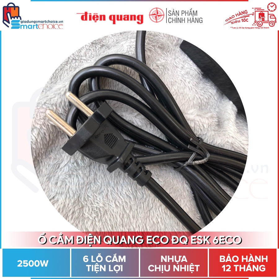 Ổ cắm Điện Quang - Ổ cắm chuyên dùng cho nồi chiên không dầu, nồi lẩu, bếp điện từ - Công suất cao 2500W - Dây dài 2m