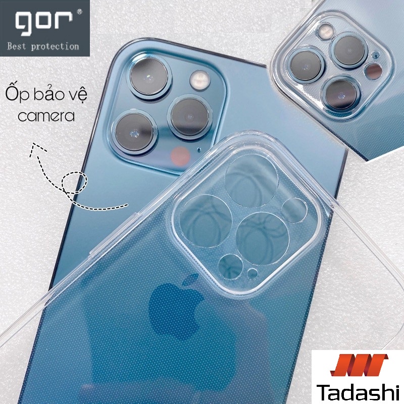 Ốp Dẻo Gor Cho Iphone 11/ 11 Pro/ 11 ProMax/ 12/12 Pro/ 12 ProMax/ 13/13 Pro/13 ProMax Có Gờ Bảo Vệ Camera, Trong Suốt