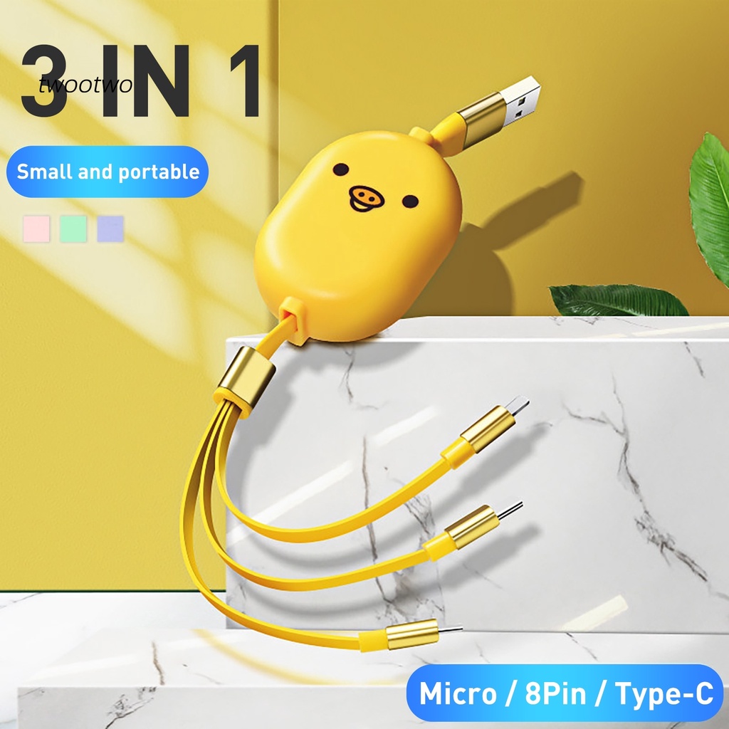 Haio| Cáp Sạc Dây Rút 3 Trong 1 Cho Apple/Android/Type-c