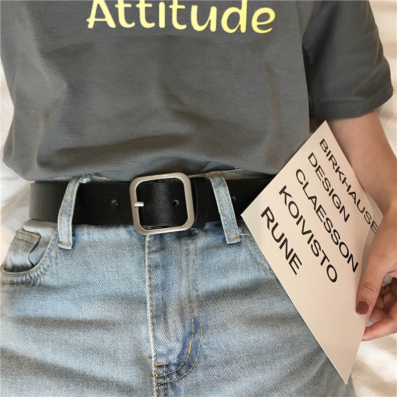 Thắt Lưng Da PU Khóa Kim Loại Tròn Thời Trang Cho Nữ