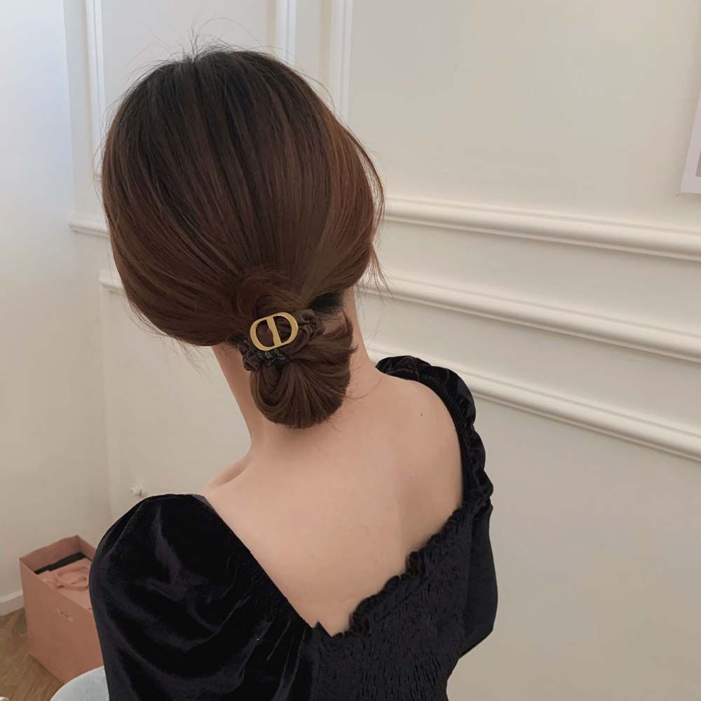 Dây buộc tóc cao su co giãn họa tiết hình học phong cách Hàn Quốc cho nữ