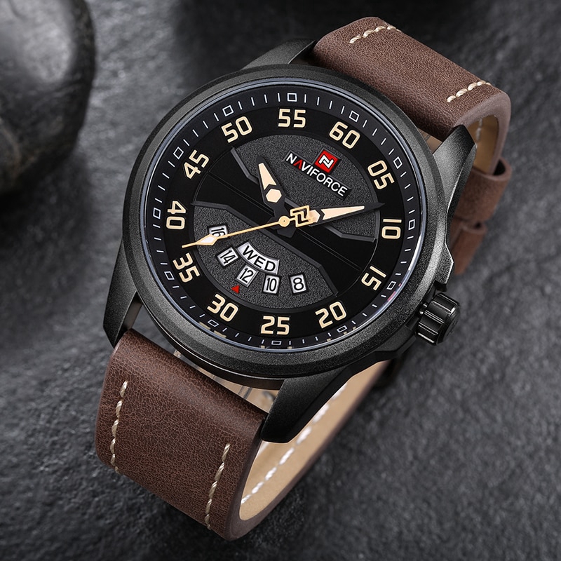 Đồng hồ NAVIFORCE NF9124 máy quartz chống thấm nước phong cách quân đội hỗ trợ xem ngày sang trọng