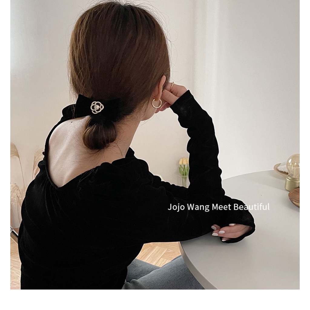 Set dây buộc tóc co giãn thắt nơ ruy băng thiết kế Hàn Quốc cho nữ