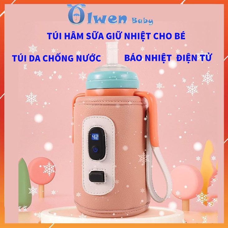 Túi Hâm Ủ Bình Sữa Di Động Điện Tử Cho Bé Giữ Nhiệt Thông Minh Đa Năng Từ 38-50 Độ Sạc USB Tiện Lợi Mang Du Lịch Đi Chơi