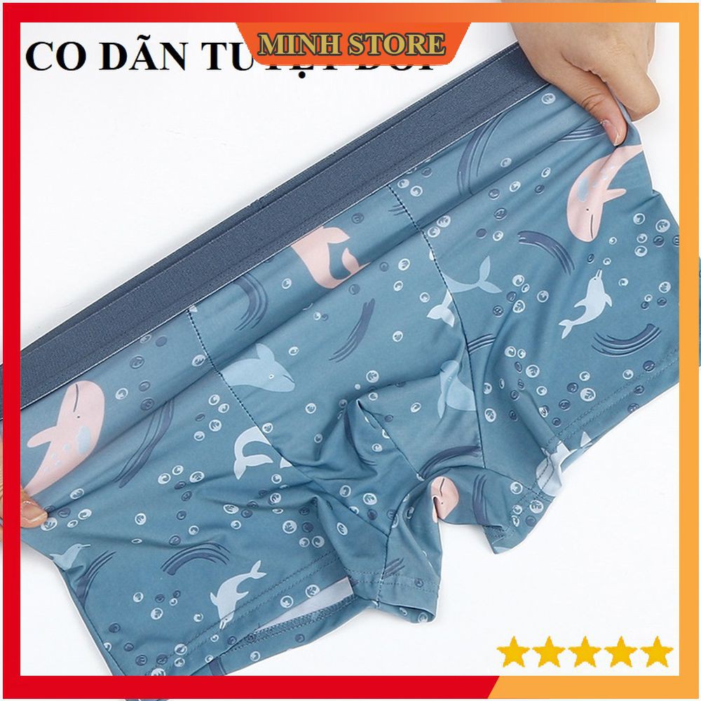 Quần lót nam thun lạnh boxer Đúc lụa băng, Quần sịp nam in hình cá vải lụa băng cao cấp SL03 - Minhstore66