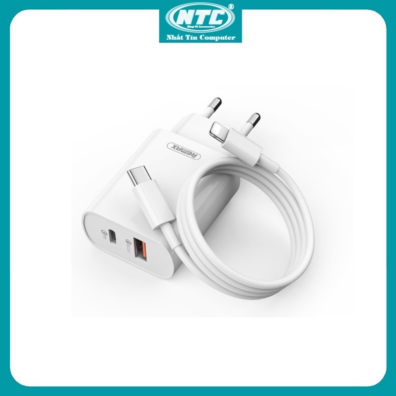 Cốc sạc nhanh/Bộ sạc TypeC to LN hỗ trợ QC3.0 và PD18W Remax RP-U37 (Trắng)
