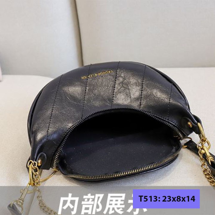 Túi bao tử đeo chéo vải bố unisex nam nữ đeo bụng đeo trước ngực kèm dây xích cá tính T513 | BigBuy360 - bigbuy360.vn