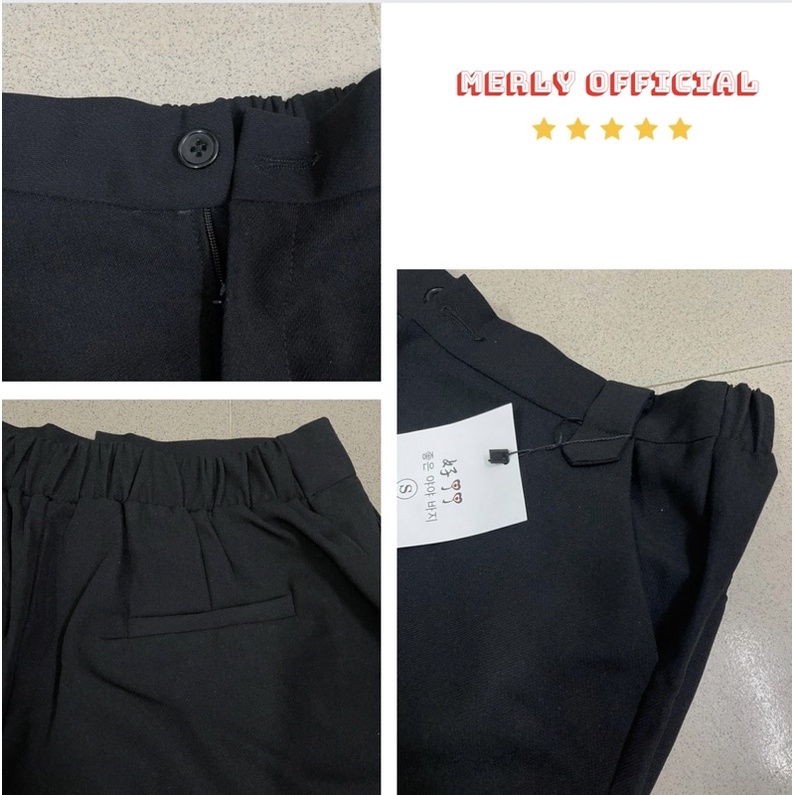 Quần short nữ lưng cao ống rộng lưng thun màu đen Merly Official - quần đùi sooc nữ ngắn bigsize | BigBuy360 - bigbuy360.vn