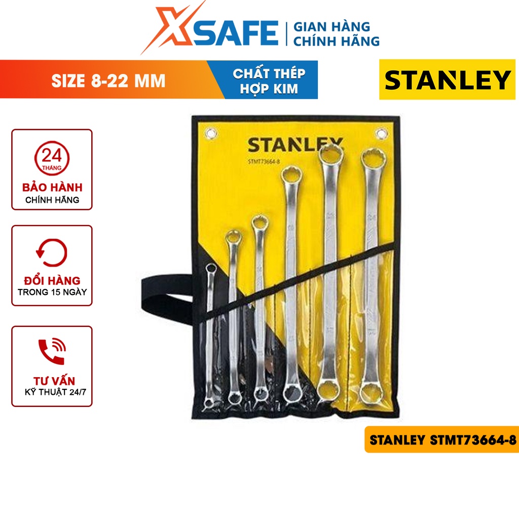 Cờ lê 2 đầu vòng STANLEY STMT73664-8 thép hợp kim cao cấp Bộ 6 cờ lê Stanley size phổ biến, tay cầm thoải mái