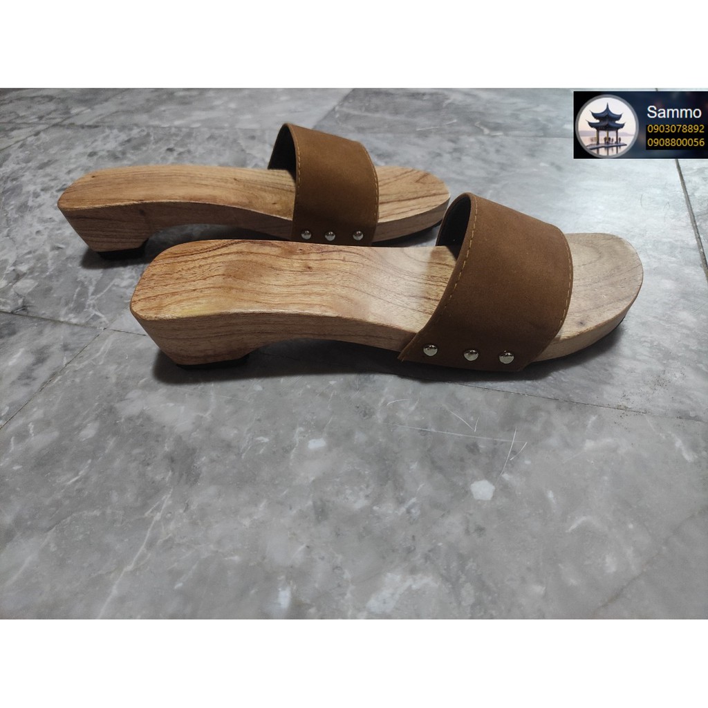 Guốc Gỗ Guốc Mộc Quai Nhung 4 Phân