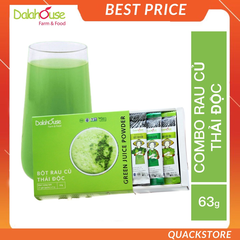 Bột Cần Tây, Rau Má, Diếp Cá, Cỏ Lúa Mì, Cải Xoăn, Củ Dền, Cải Bó Xôi Combo 7 Vi Bột Rau Củ Thải Độc Dalahouse