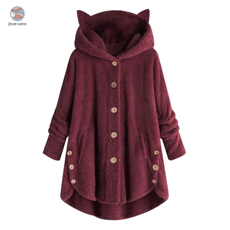 Áo Khoác Hoodie Có Mũ Tai Mèo Plus Size