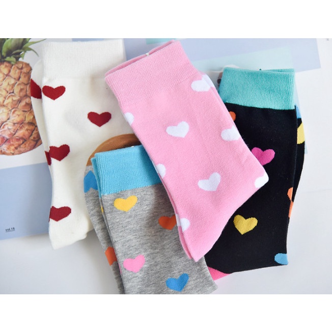 Vớ Tất cotton cao cổ hình trái tim phong cách dễ thương, trẻ trung &amp; năng động.