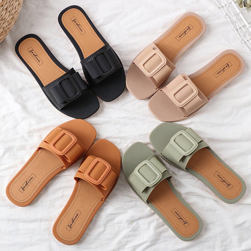 Dép khóa chữ nhật chính giữa quai đan loại 1 ulzzang 2F03