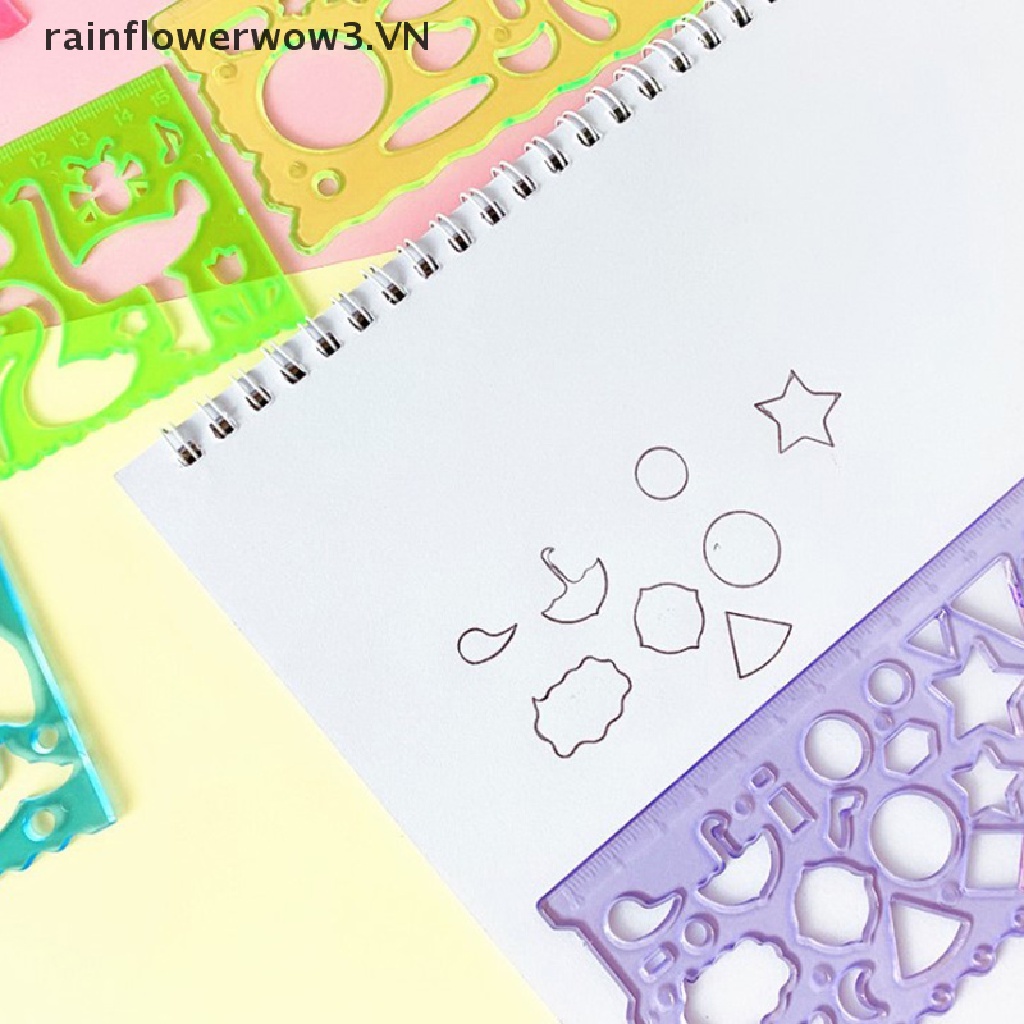 Bộ 1 / 4 Thước Mẫu Vẽ Tranh Phong Cảnh Động Vật Khác Nhau Vui Nhộn