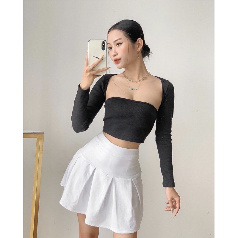 Basic Croptop▪ÁO CROPTOP KHOÉT NÁCH TAY DÀI