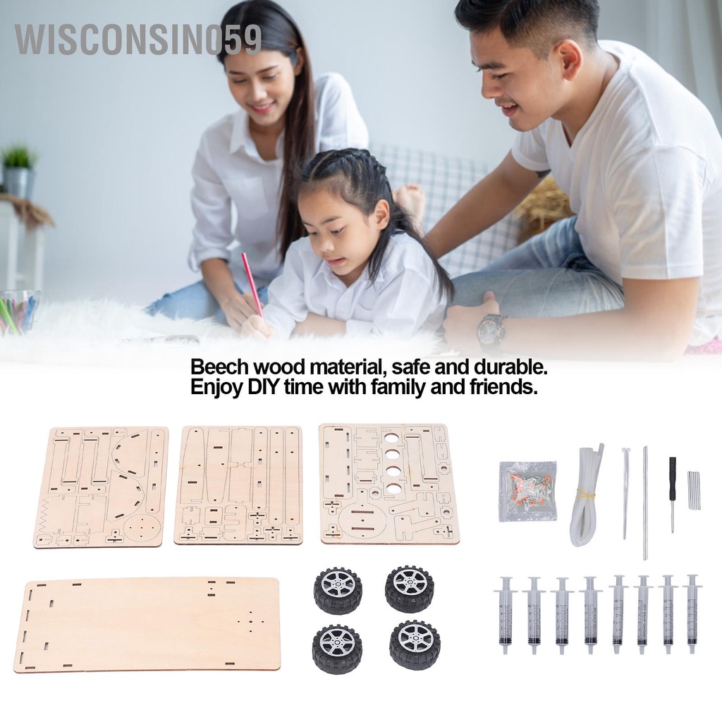 [Hàng Sẵn] Bộ đồ chơi dựng máy xúc Gỗ Sồi mô hình thủy lực để dạy DIY 【Wisconsin059】