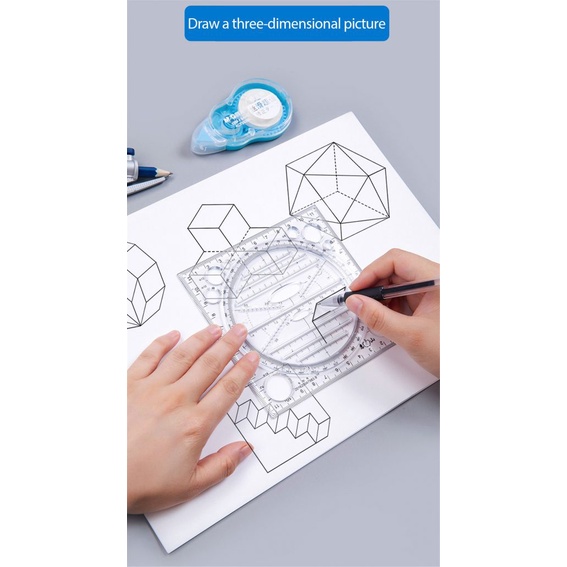 Thước Vẽ Hình Học Đa Năng Tiện Dụng Cho Học Sinh