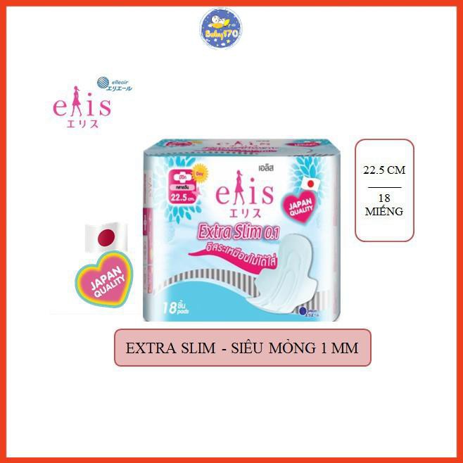 [Tặng 9 miếng] Băng vệ sinh siêu mỏng cánh Elis Extra Slim 0.1 dài 22,5 cm 18 miếng