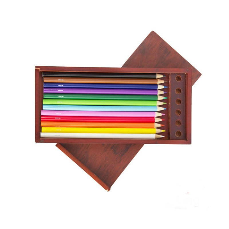 Bút chì màu nhũ Colormate hộp gỗ bộ 12 màu - COLORMATE