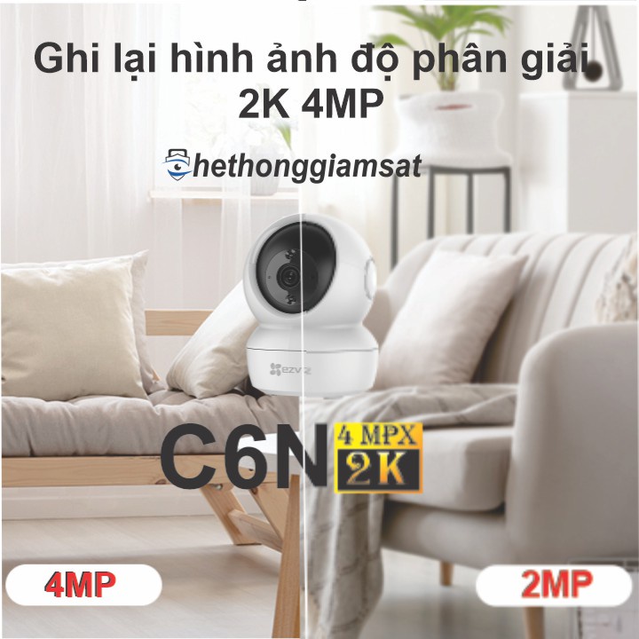 Camera Wifi Xoay 360 EZVIZ C6N 4MP 2K 1440P H.265 - Chính Hãng, Bảo Hành 24 Tháng