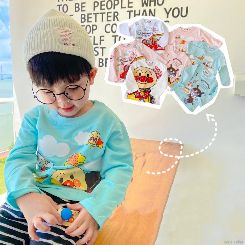 [Superseller] Kids Boys Girls Cartoon Sweater T-shirt With Round Neck And Long Sleeve Sweater 1-6 Years Old