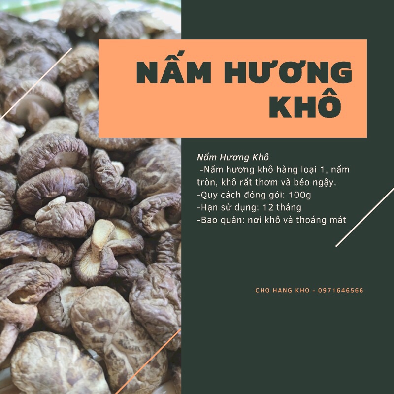 100G NẤM HƯƠNG KHÔ LOẠI ĐẶC BIỆT/ NẤM HƯƠNG RỪNG/NẤM MŨ THƠM NGON