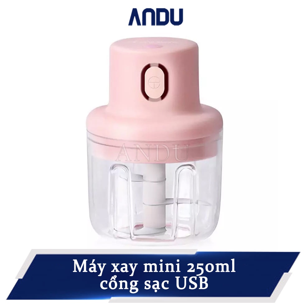 Máy Xay Mini Cầm Tay 250ml Sạc Pin Cao Cấp Xay Tỏi Ớt, Hành, Rau củ quả