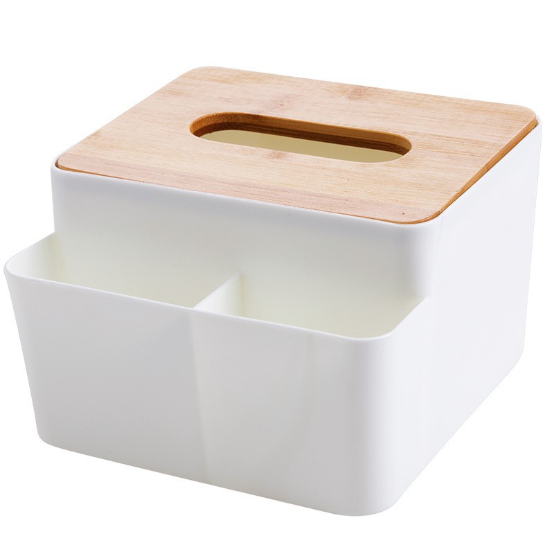 [Tổng Kho Sỉ] Hộp Đựng Giấy Ăn Mặt Gỗ Decor T8 Có 2 Ngăn Để Đồ, Để Điều Khiển