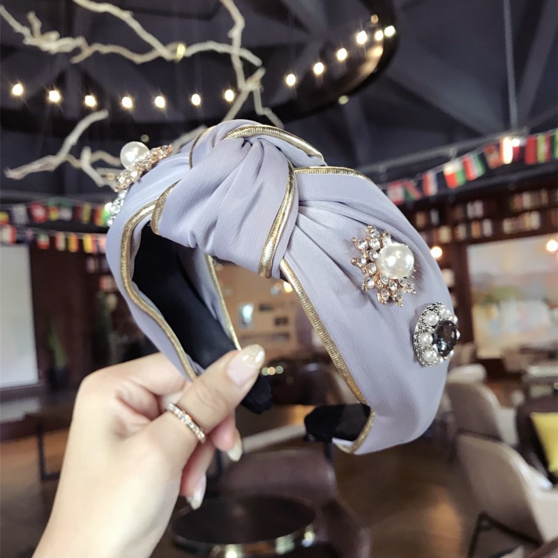 Băng Đô Vải Thắt Nút Bản Rộng Đính Kim Cương Lấp Lánh Cho Nữ