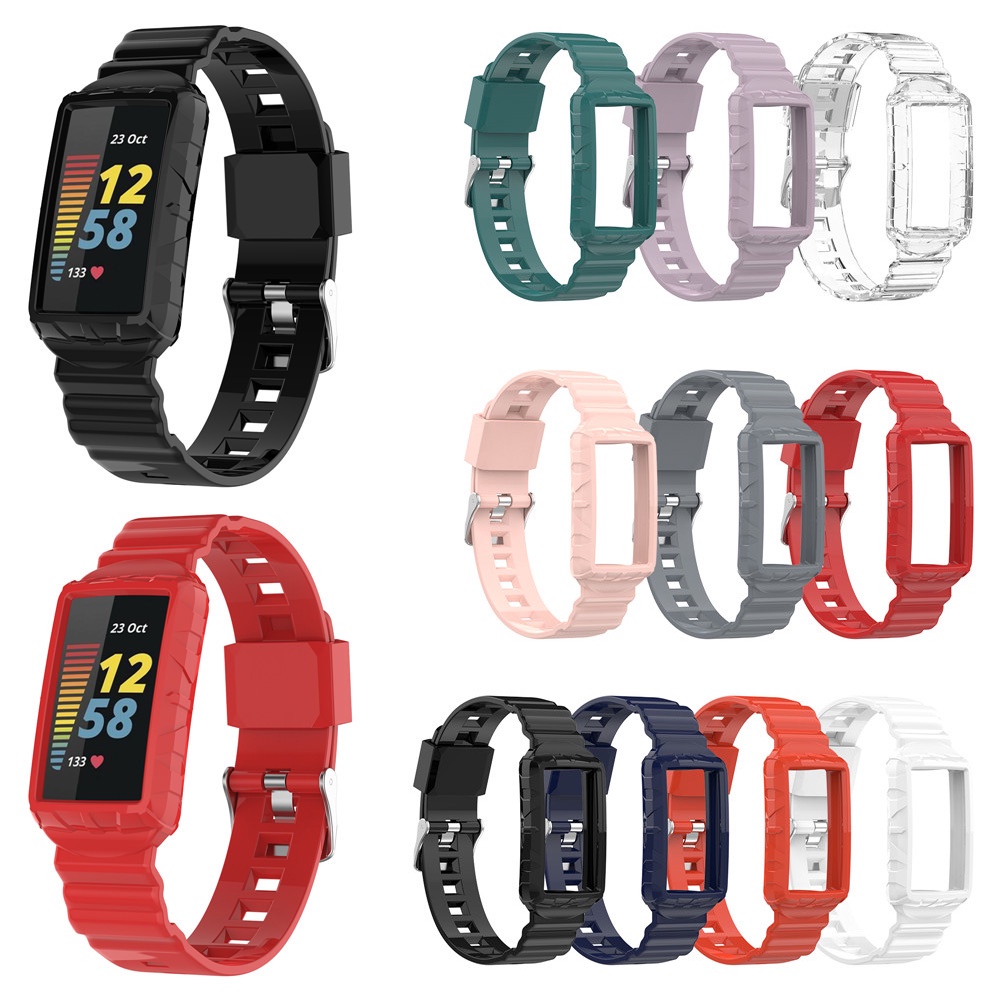 Dây Đeo Silicone Kèm Vỏ Bảo Vệ Cho Đồng Hồ Thông Minh Fitbit Charge 5 / Charge 4 / Charge 3