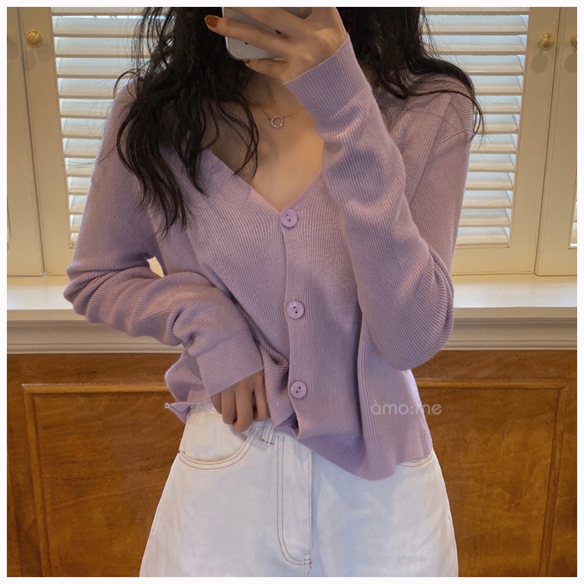 Áo Khoác Len Cardigan Mỏng Trơn