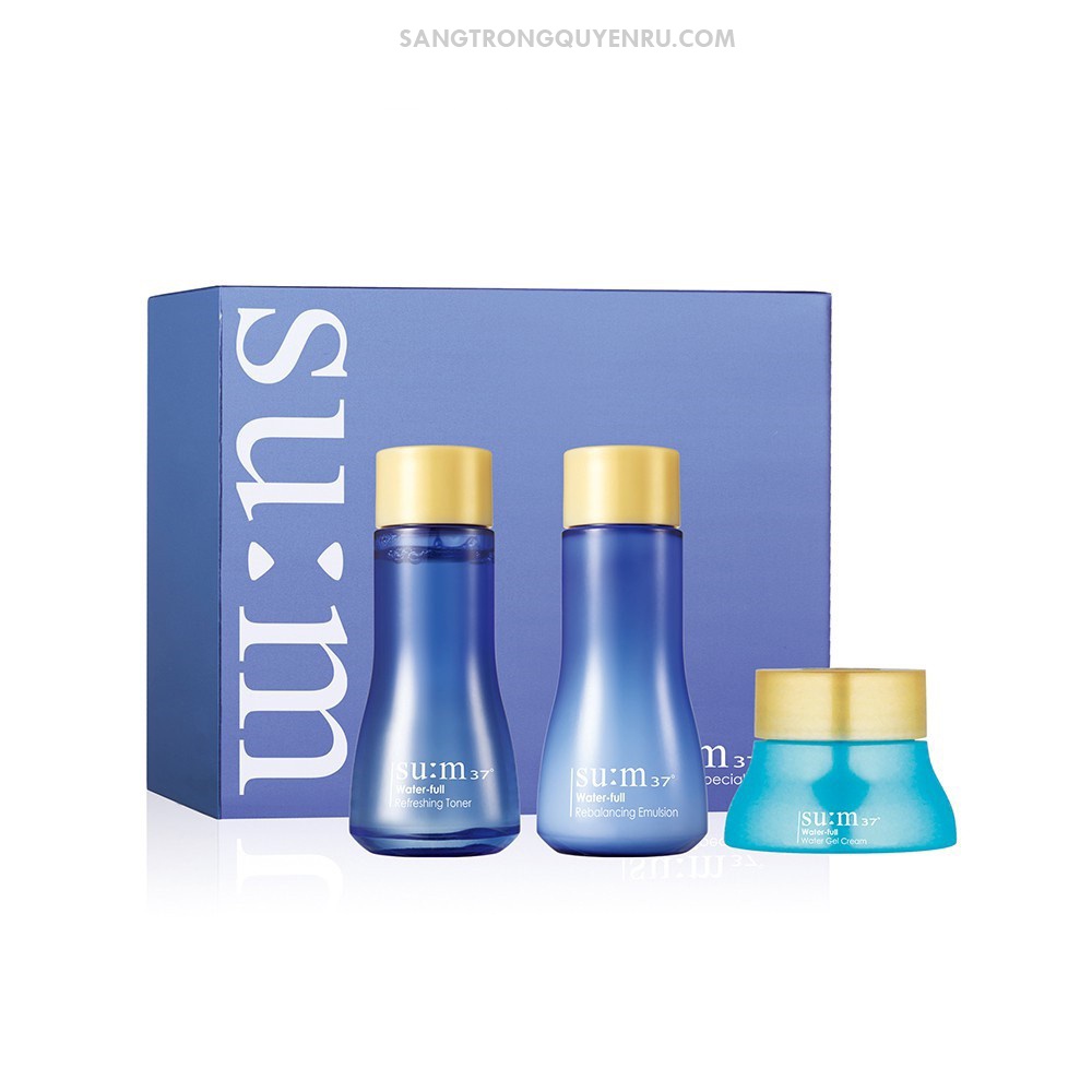 Bộ cấp ẩm dưỡng da căng mượt Sum37 Water-full 3pcs Kit 50ml Special Gift - Kiềm dầu, thu nhỏ lỗ chân lông