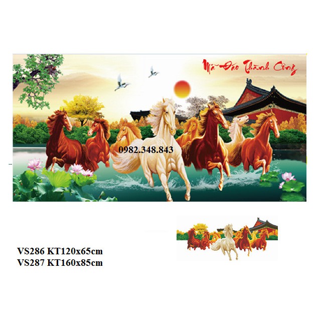 Tranh đính đá mã đáo thành công KT:120x65cm,160x85cm. Tranh gắn đá chưa đính.