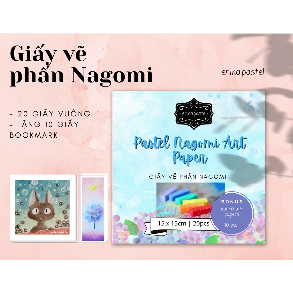 Giấy vẽ phấn Nagomi khổ vuông 15 x 15cm - 200gsm