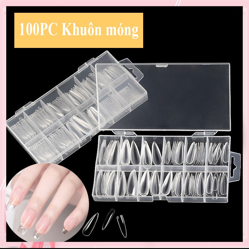 【Hàng Hot】 Set 100pc móng tay nhân tạo kèm keo dán móng tay giả họa tiết bắt mắt chống thấm nước | BigBuy360 - bigbuy360.vn