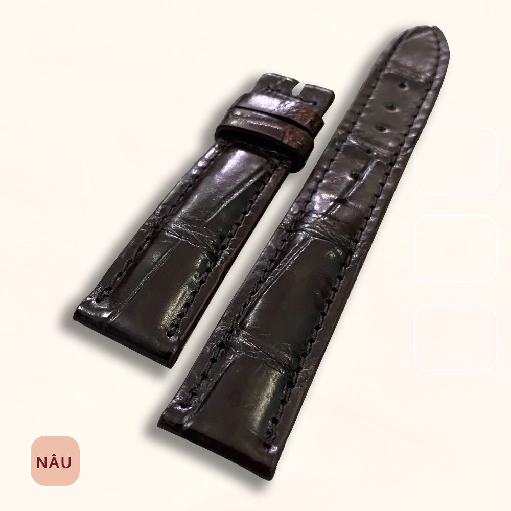 Dây đồng hồ da cá sấu TIẾN CÔNG thời trang màu nâu DD1006